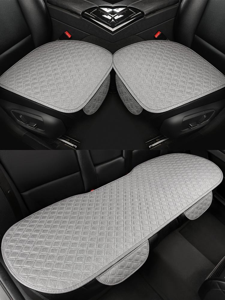 Car Seat Cushion, Dirt Resistant Linen Seat Cover, Small Three Pieces, Driver'S Seat, Single Seat, Small Waist