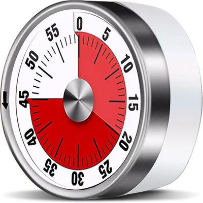 Manueller Mechanischer Küchentimer für Koch Edelstahl Magnetische Countdown-Uhr mit Lautem Alarm