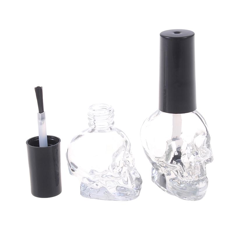 10/15 ml prázdna fľaštička na lak na nechty, číre sklo, s kefkou, plniteľná, naparovaná hlava