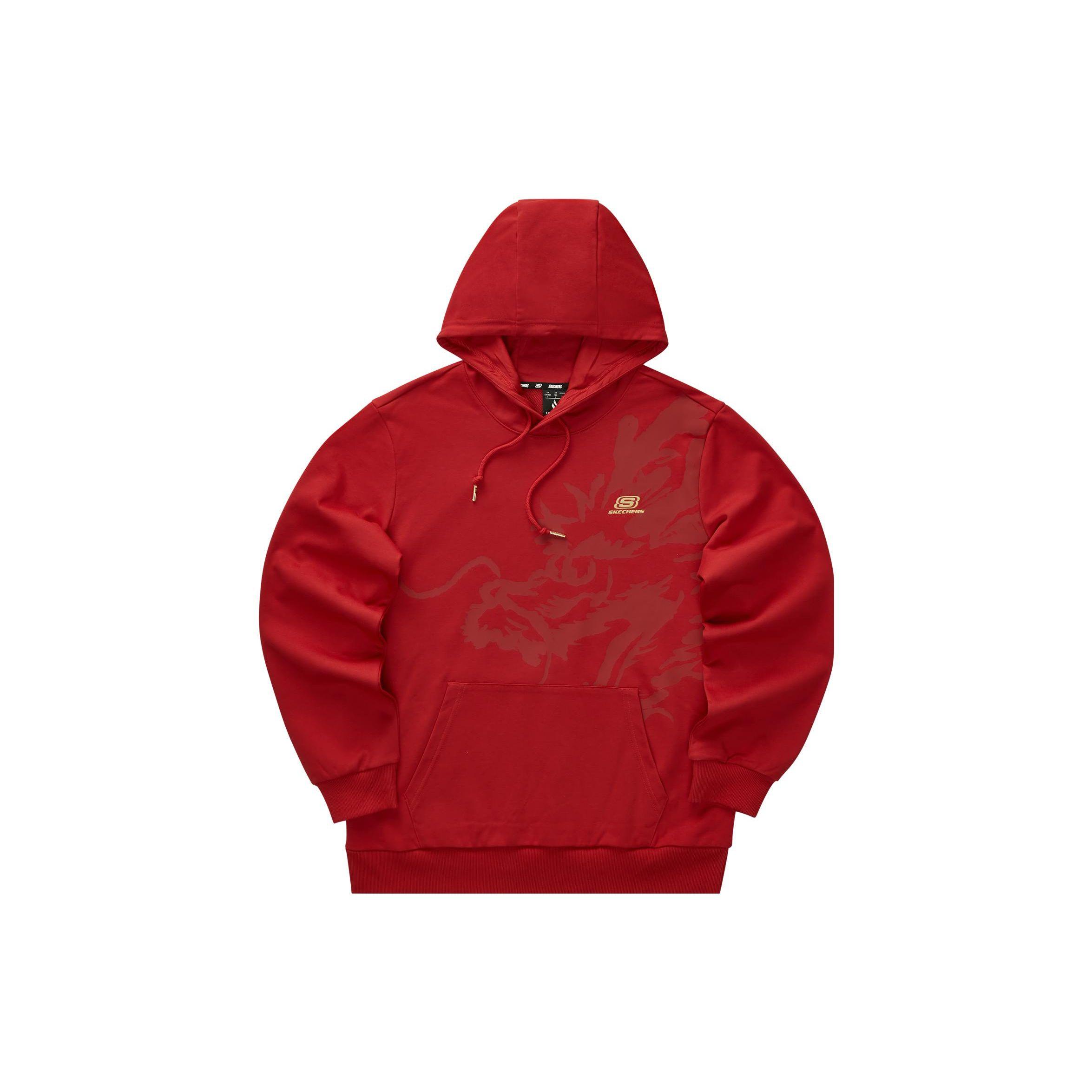 Skechers New Year Series Printed Pattern Knitted Hoodie Unisex hoodies Light-Red L124U051-03LC M