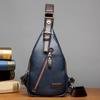 Men Sling Backpack Retro Faux Leather Chest Bag Crossbody Purse with Adjustable Shoulder Strap for Commuting Travel Daily Errands