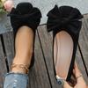 Fashion Lightweight Plus Size 36-43 Flats Shoes Women Faux Suede Non Slip Shoes Woman 2025 Solid Color Bowknot Casual Shoes Ladies