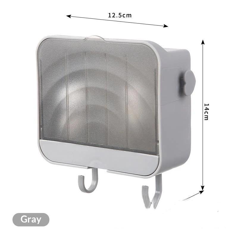 Toilet Dust-Proof Belt Cover Drain Soap Box, Wall Mounted Seamless With Hook Soap Storage Rack