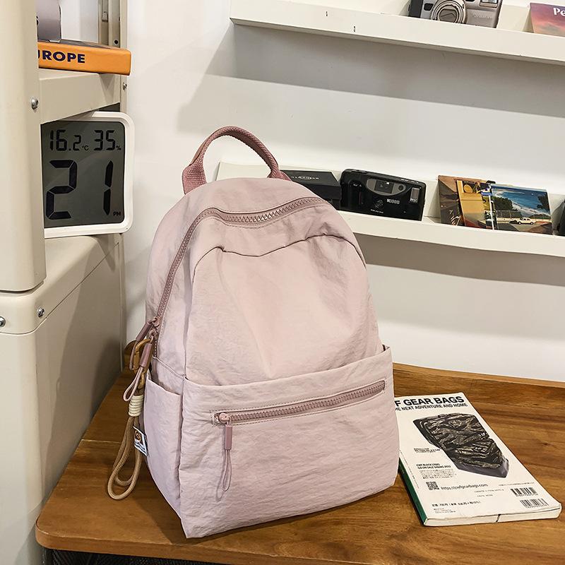 College style schoolbag female college student simple solid color large capacity commuter backpack lightweight versatile high school backpack