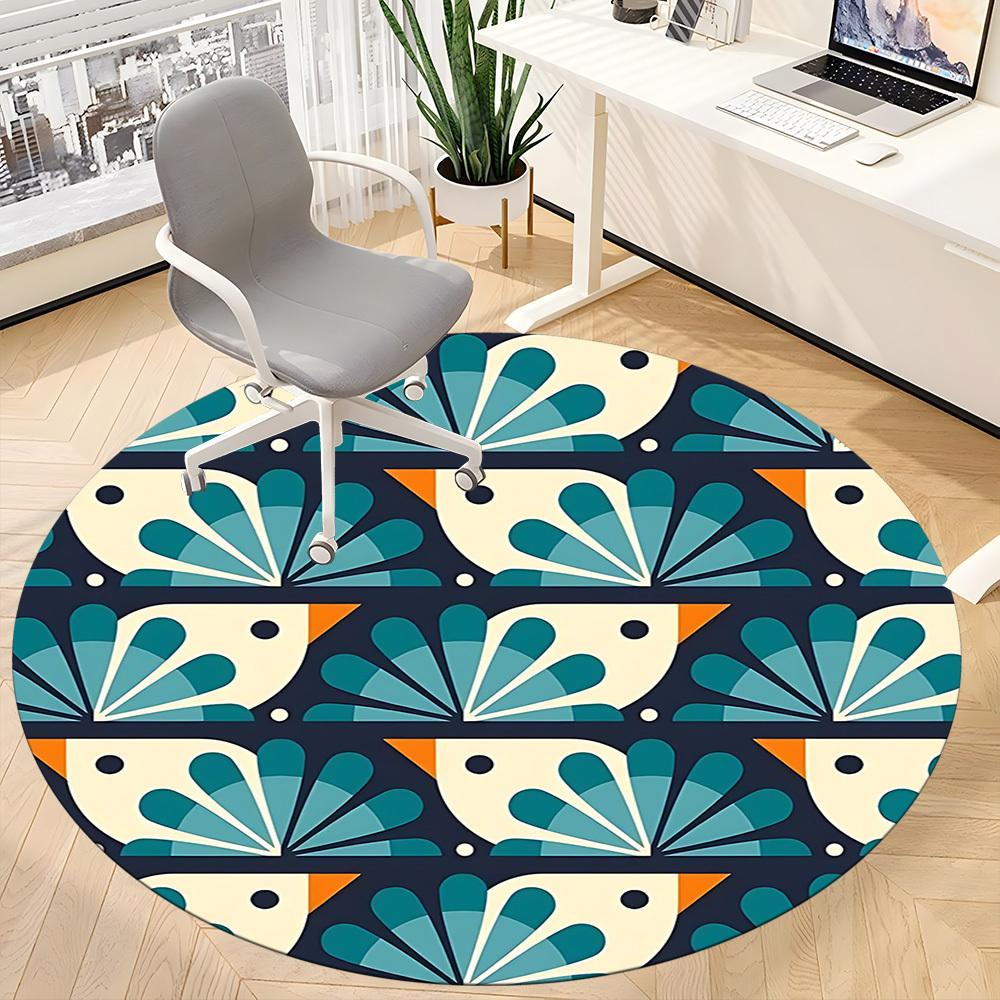 1pc Birds Pattern Office Round Area Rug, Indoor Mat Suitable For Office, Under Office Chairs Bedroom Living Room Home Decor, Room Deco