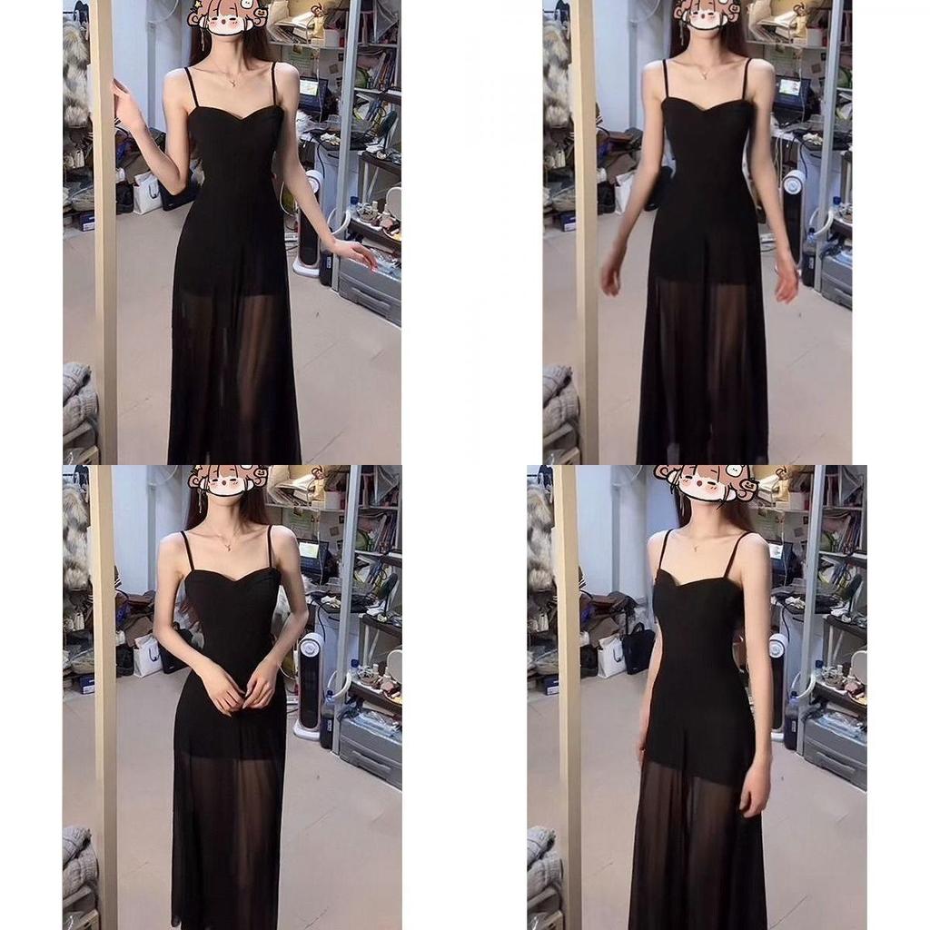 Black Knit Dress For Women With Lace Mesh Detailing And Slim Fit For Spring Fashion