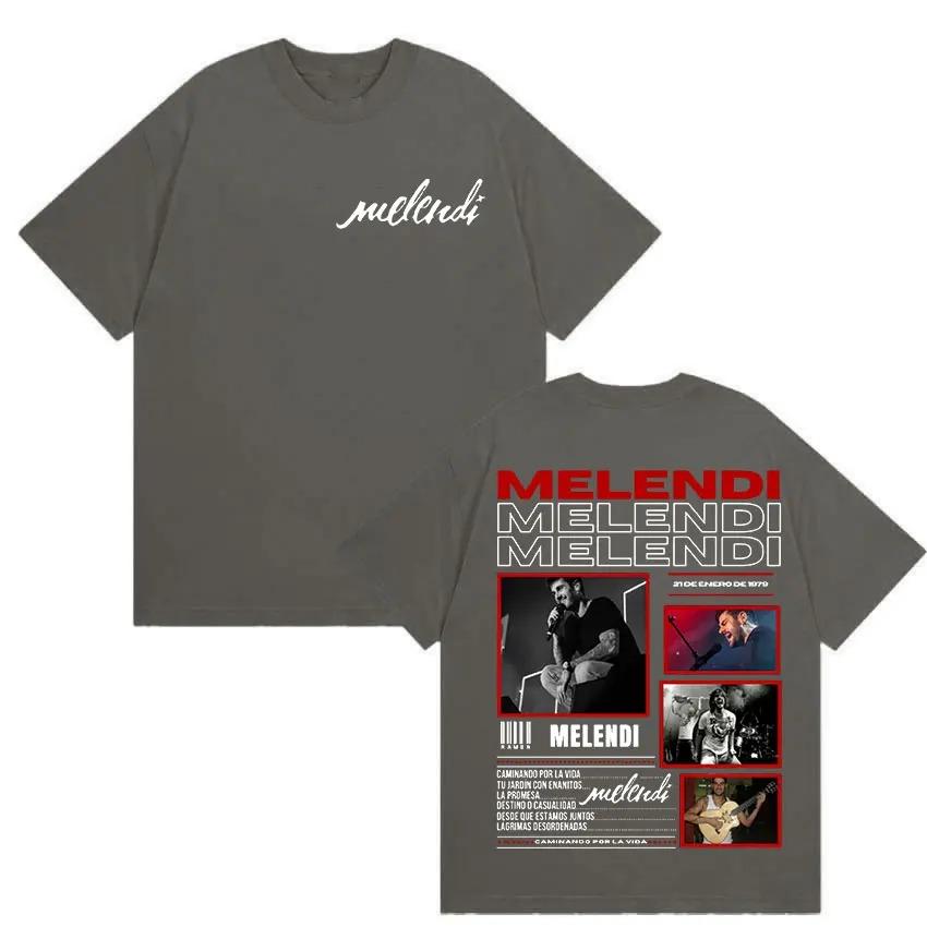 Rapper Melendi Tour 2025 Album Merch T Shirts Men's Vintage Gothic Oversized Cotton T-shirt Plus Size Streetwear Cotton Hip Hop