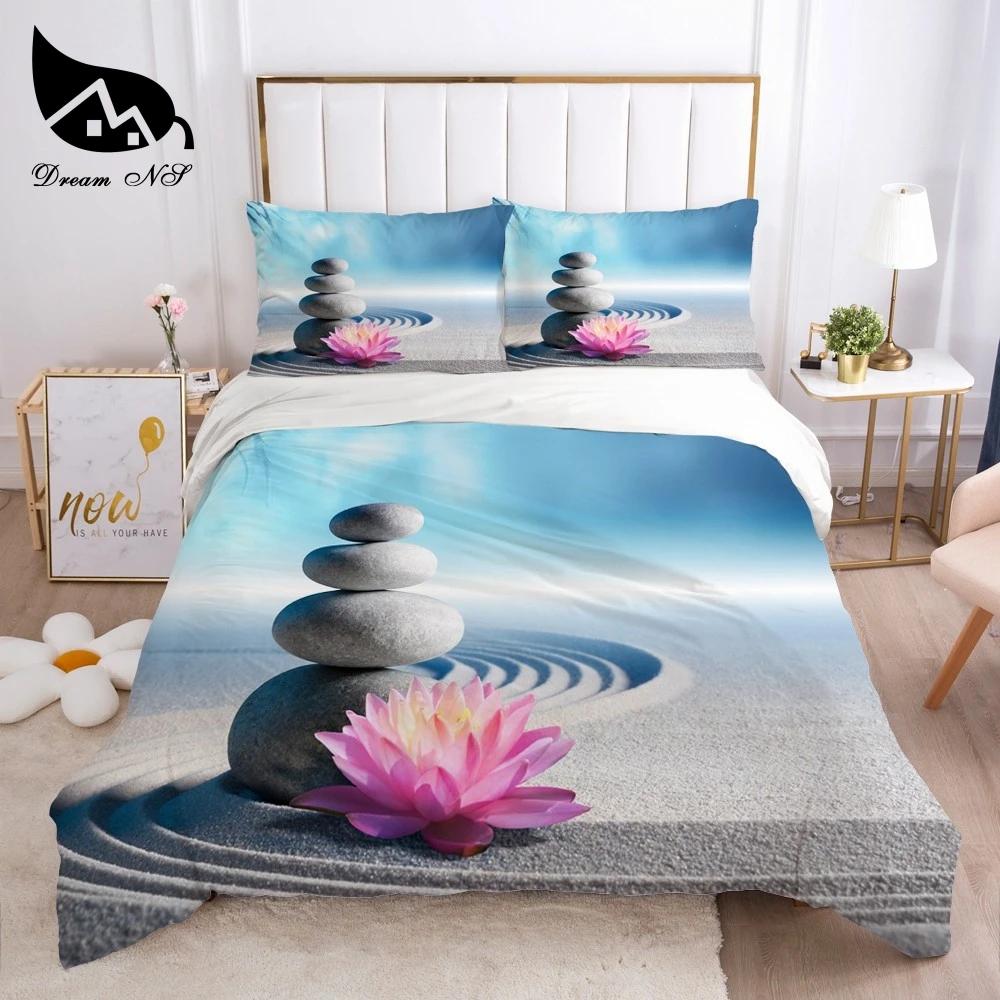 Stone Pattern 3D Bricks Wall Print Duvet Cover Zen Stone Polyester Quilt Cover Stone Natural Scenery Theme Bedroom Decorations