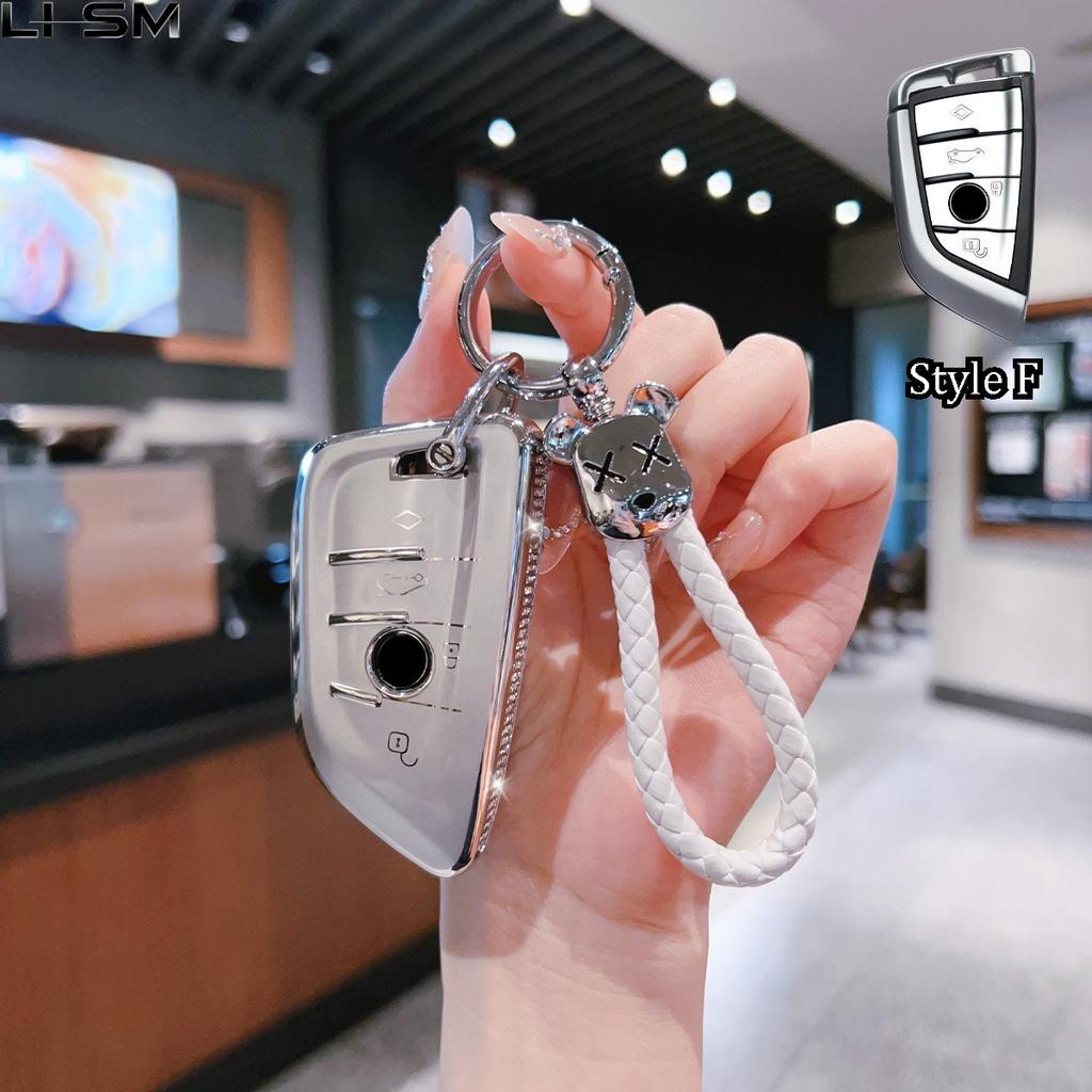 Pink Diamond Style Tpu For Bmw 216I F46 X1 X2 X3 X5 X6 Gt 2 5 6 7 Series 3 4 Button Remote Car Key Case Cover Holder Keychain