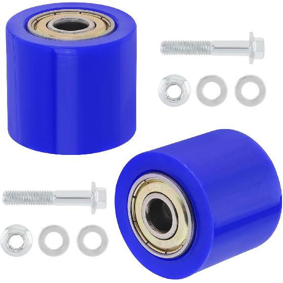 2Pcs 8mm Chain Tensioner Guide Wheel, Drive Pulley Roller for Motorcycle | Pre-installed 608Z Bearings, No Assembly Needed. Rubber + Steel