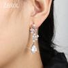 ZAKOL Luxury CZ Leaf Shape Long Dangle Earrings for Women Shinny Water Drop Cubic Zirconia Bridal Jewelry EP5097
