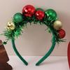 Weihnachtsparty-Haarreif mit bunten Kugeln und grünen Bändern – Festliches Haaraccessoire