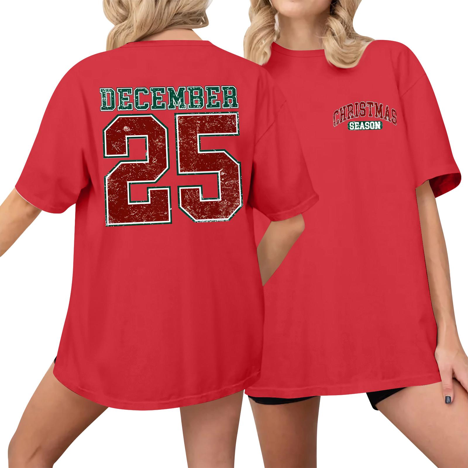 

Женская повседневная футболка с принтом, пуловер с круглым вырезом, топ с короткими рукавами S красный