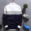Herren Color Block Streifen Rundhals Langarm Schlank Gestrickter Pullover Pullover Oberteil