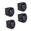 Rocker Switches Plastic Black 4Pcs Round Rocker LED Light Toggle for car flashing lights chassis lights dome lights 4Pc