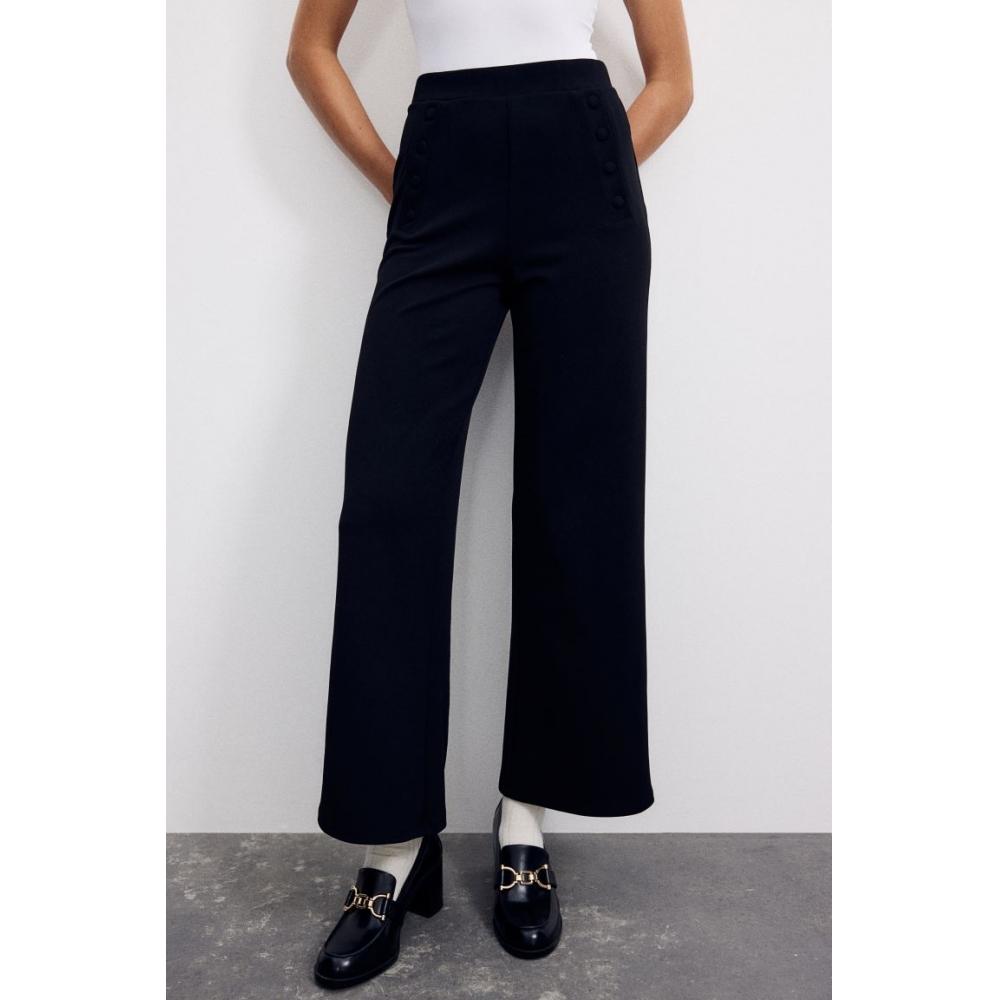 

H M button front pants black