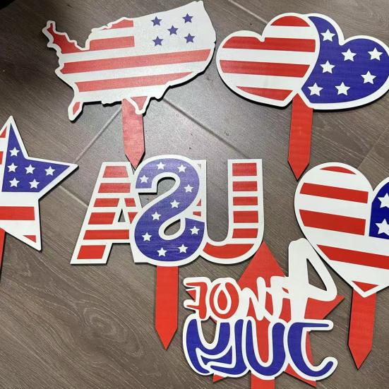 Hvězdný vlastenecký zahradní kůl v americkém stylu, venkovní kůl, vánoční dekorace ke Dni nezávislosti pro domácí dekoraci na trávník na zahradě