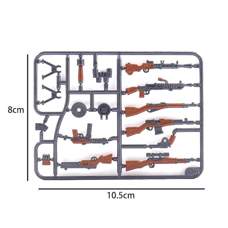 Military WWII Weapons Building Blocks Soldier Figure Toy Gatling M2 Heavy Machine Gun NSV M19 Box Rifle Bullet Chain Mortar K045
