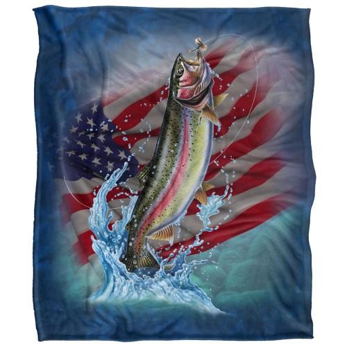 JQ Licensing Silky American Flag Supersoft Blanket