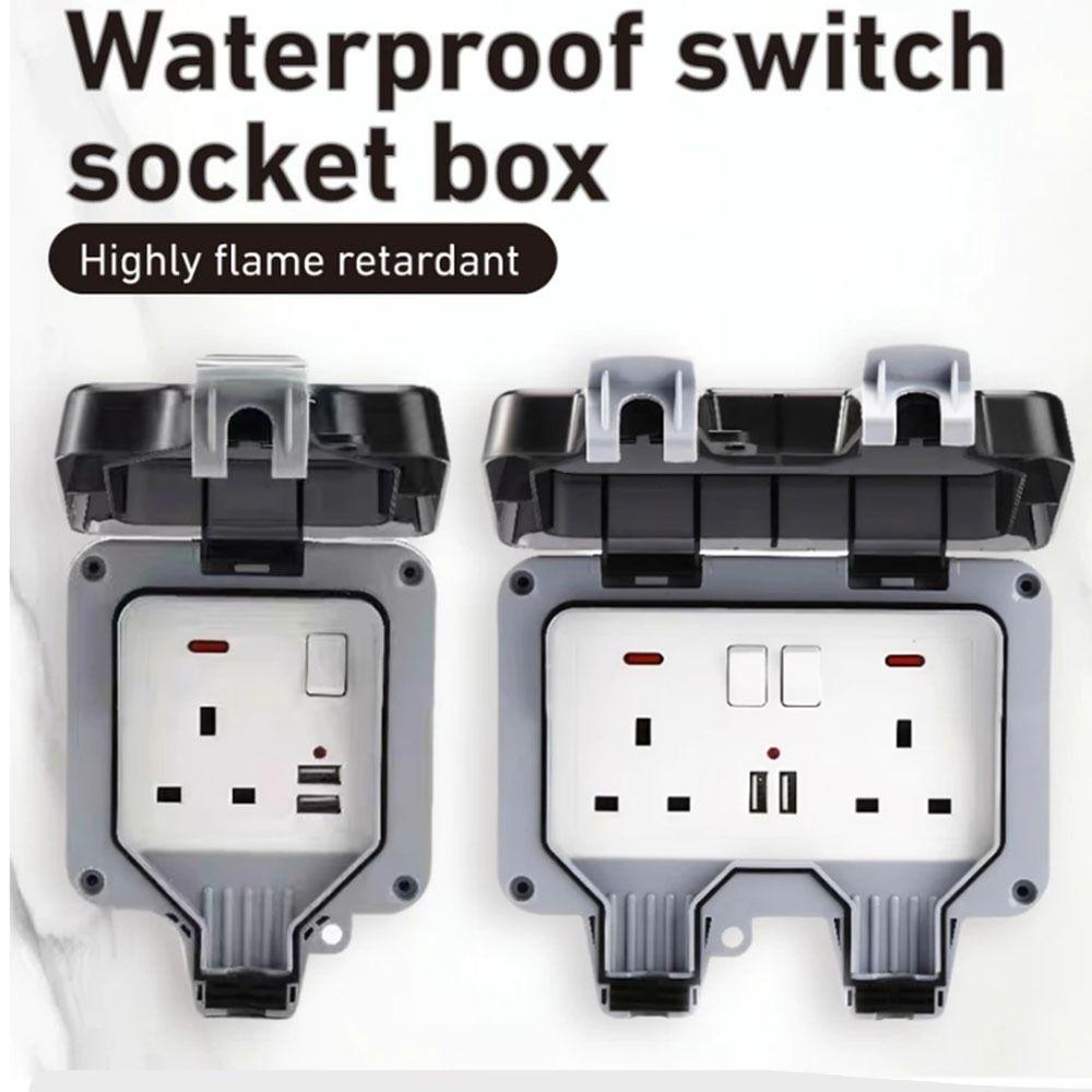 Dust Proof Electrical Outlet UK Plug Outdoor Switched Power Socket Wall Switch Socket  Outdoor Use