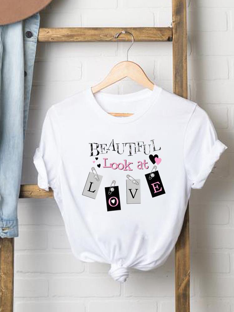 (Asiatische Größe) Damen Print Damenbekleidung Kurzarm T-Shirt Blume floral Trend 90er Mode Tee Top Damen Grafik T-Shirts