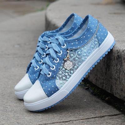 Yaz Yeni Kadın Hollow Denim Net Ayakkabı Düz Günlük Ayakkabı Nefes Alabilen Ayakkabılar Net Ayakkabı