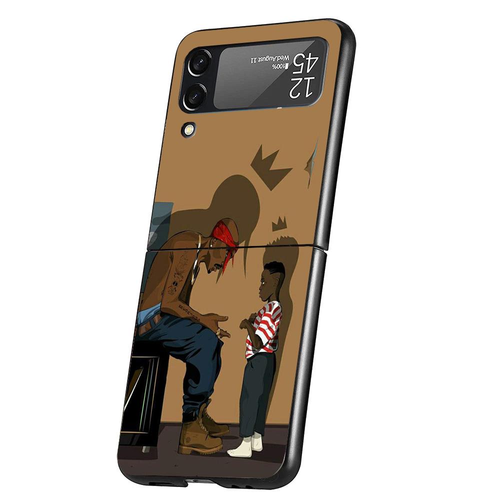 

Rapper 2pac Singer Tupac Cover Phone Case For Samsung Galaxy Z Flip 7 6 5 4 3 5G Flip7 Flip6 Flip5 Flip4 Flip3 Black Fundas Shel Samsung Z Flip 7