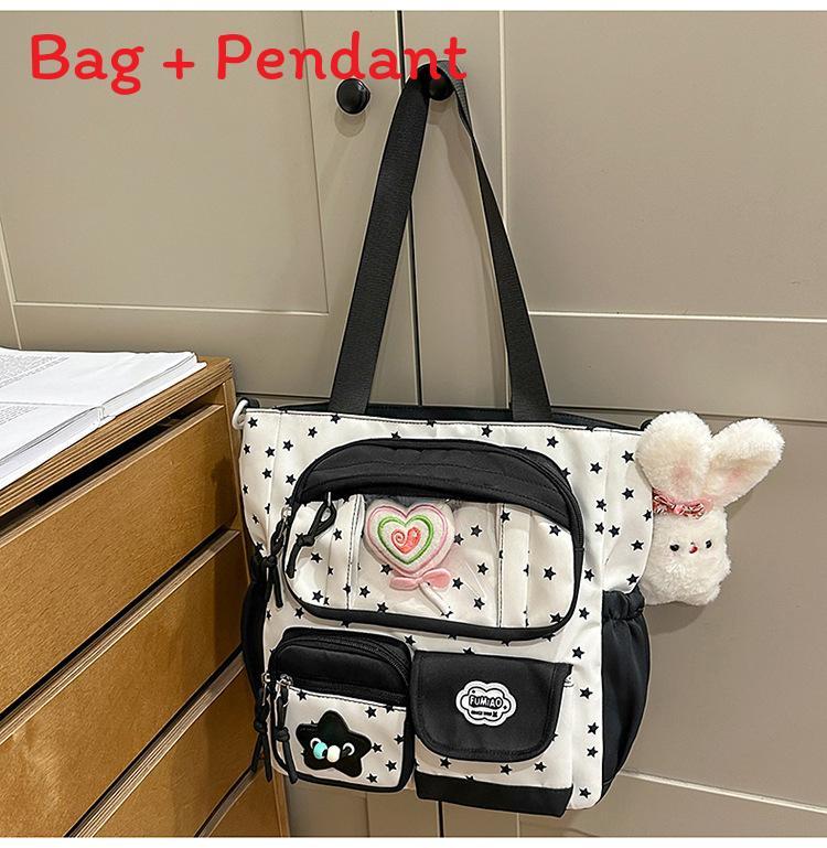 Fresh Casual Backpack With Details And Nylon For Teens Black B