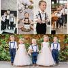 Kids Braces Bow Tie Set, 2.5cm Elastic Adjustable 60cm Y-Back Clip-on Suspenders, Formal Classic Pre-Tied Bowties for 1-9 Years Olds Boys Girls