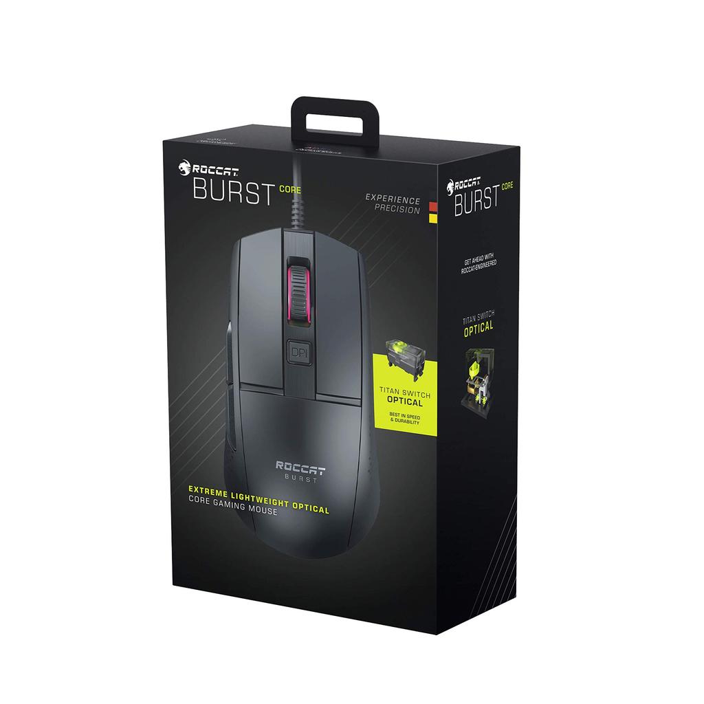 ROCCAT Burst Core Ultra-Lightweight Optical Core Gaming Mouse, Black (Lightweight 68g, Titan Switch Optical, PixArt PMW3330 Optical 8500dpi, Internal