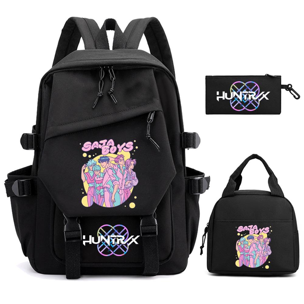 3Pcs/set K-pop Demon Hunters Printed Backpack for Teenger Boy Girl Large Capacity Schoolbag Children Student Bookbag Women Waterproof Travel Bag