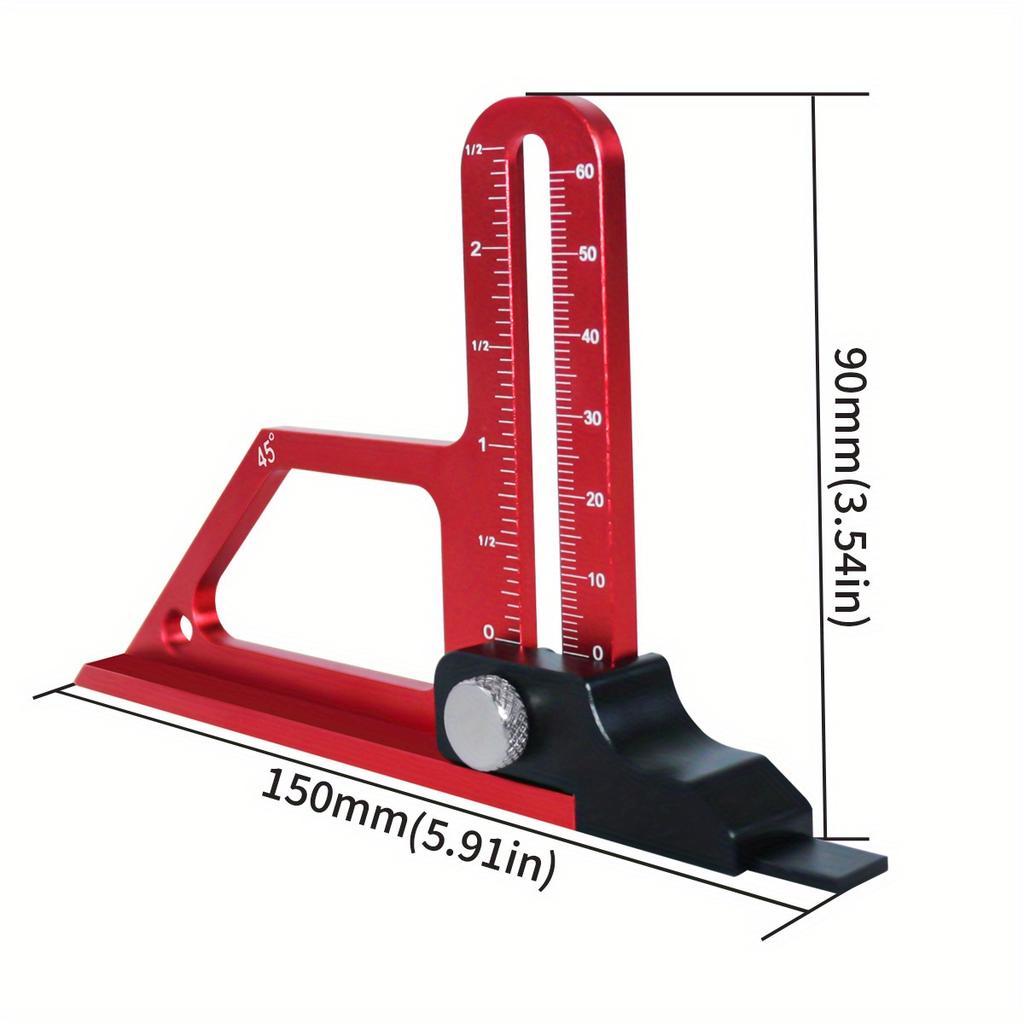 Adjustable Table Saw Depth Gauge 0-60mm W- Metric & Inch NC Laser Scale-Router Table Height Gauge Aluminum Alloy Measuring Gauge