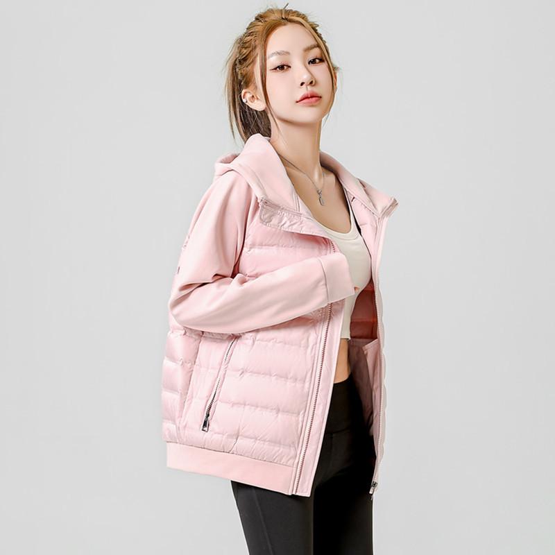 Couple Hooded Thin Splicing Sweater Down Jacket Men's and Women's Short Autumn and Winter New Casual Versatile Jacket