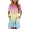 Women's Fashion Casual Round Neck Short Sleeve Ruffle Gradient Printed Dresses