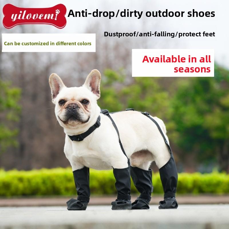 Pet Supplies Dog Outdoor Waterproof Breathable Anti-Dirt Four-Season Polyester Dog Rain Boots