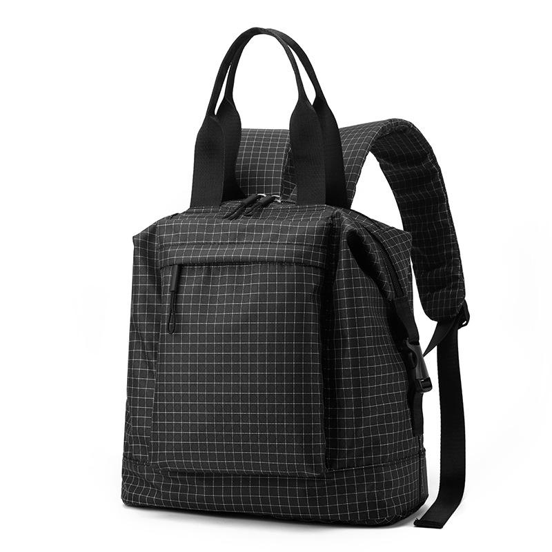Женский портативный рюкзак, студенческий школьный рюкзак, мужской рюкзак из ткани Оксфорд в клетку, легкий, многофункциональный