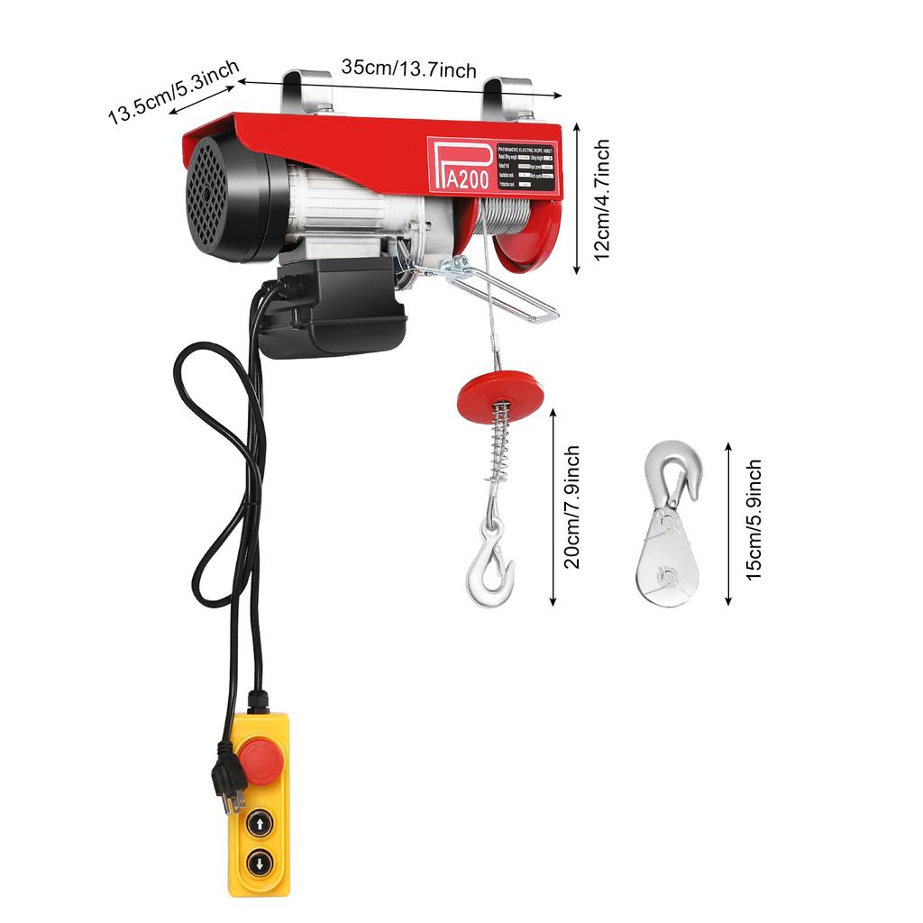 Electric Hoist, 440lbs Electric Winch, Electric Lift, 110V Electric Hoist with Remote Control & Single/Double Slings for Lifting