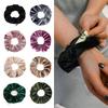 2Pcs Striped Knitted Fabric Solid Color Hair Band Hair Scrunchies With Pocket Zipper For Girls Ponytail Holder Bands
