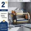 Dish Rack Kitchen Countertop 2/3 Layer Tableware Storage Rack Multifunctional Integrated Dish Rack Large Capacity Space Saving