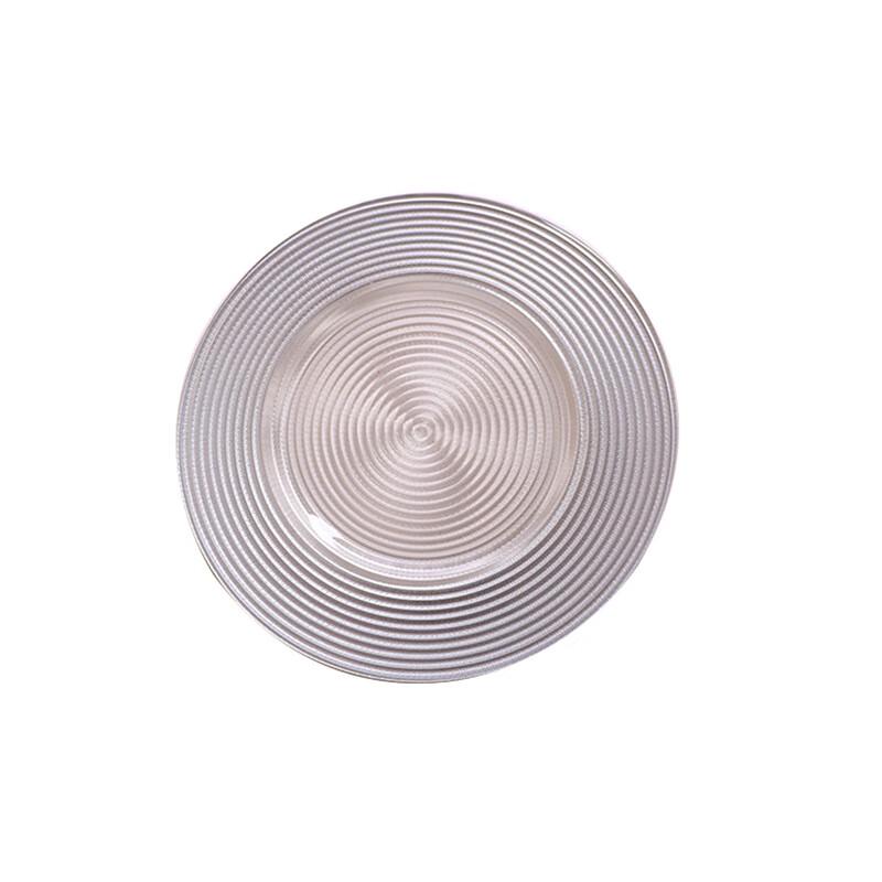 ZISIZ Vintage Textured Gold Rim Glass Plate