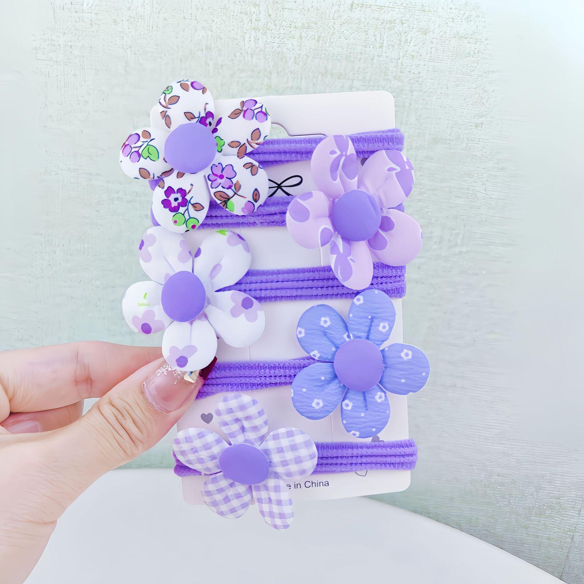 

Резинки для волос с цветами для девочек — бережно относятся к волосам, идеально подходят для пучков и хвостиков 5 pieces фиолетовый