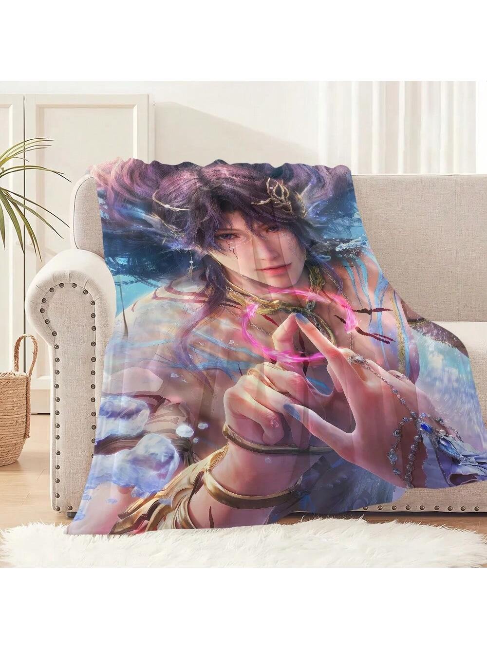 

Love And Deepspace Rafayel Submerged Eclipse Merling Oath Warm Soft Plush Blanket For Sofa Living Room Bedroom Travel 75X95CM сірий колір
