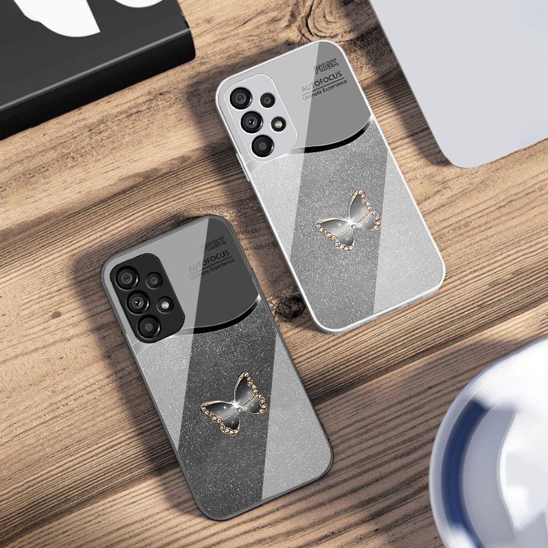 Diamant Schmetterling Für Samsung Galaxy S10 4G S20 11E 30 S21 22 S24 Fe Pro S23 S25 Ultra 5G S9 Gehärtetes Glas Handyhülle