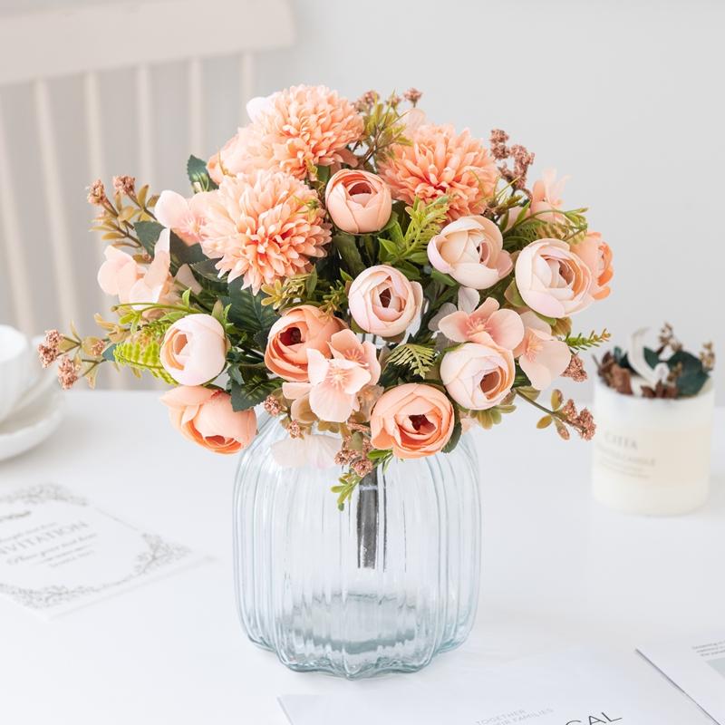 Artificial Flowers Cheaper Tea Rose Buds Diy Candy Box Vase for Home Room Decor Christmas Garland Wedding Bouquet Silk Hydrangea