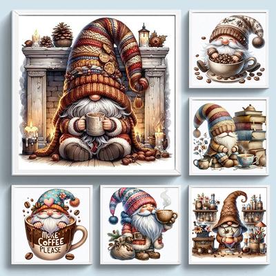Full Embroidery Eco-cotton Thread 11CT Printed Coffee Gnome Cross Stitch Kit Art
