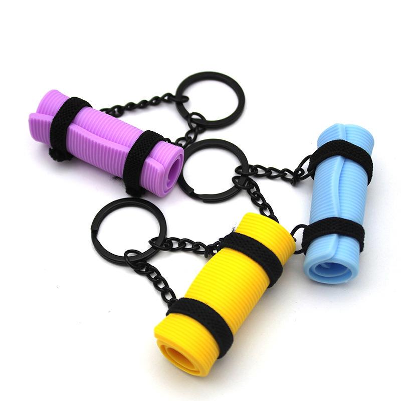 Yogamåtte Mini Skumrulle Nøglering Sportsstil Silikone Skum Nøglering Pyntegenstand Kreativ Hvordan Man Gør Yoga Nøglering