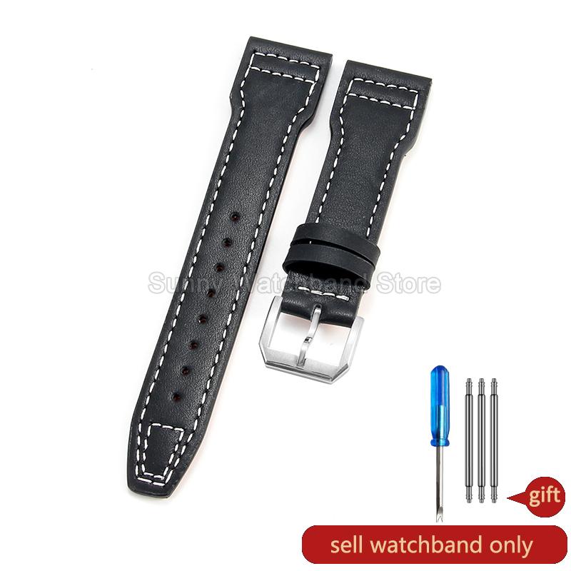 Coffee Black 20 21 22mm for IWC Portofino Le Petit Prince Portugieser Cowhide Watch Band Special Interface Needle Buckle Durable