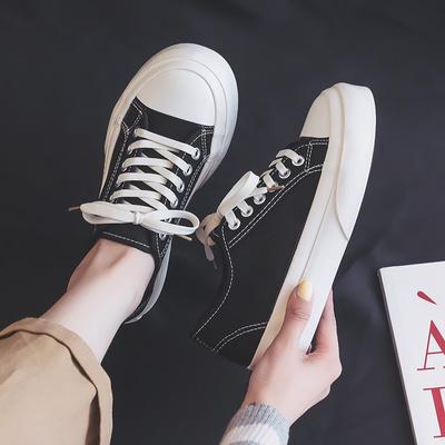 Canvas Shoes Female Cute Style Thick-soled Versatile Ugly Cute Big Head Student Low-top Board Shoes New Little White Shoes