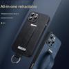 Kožený remienok na zápästie pre iPhone 16 Pro Max 15 Plus 14 13 Rozťahovací stojanový kryt Elegantný biznis prstový krúžok