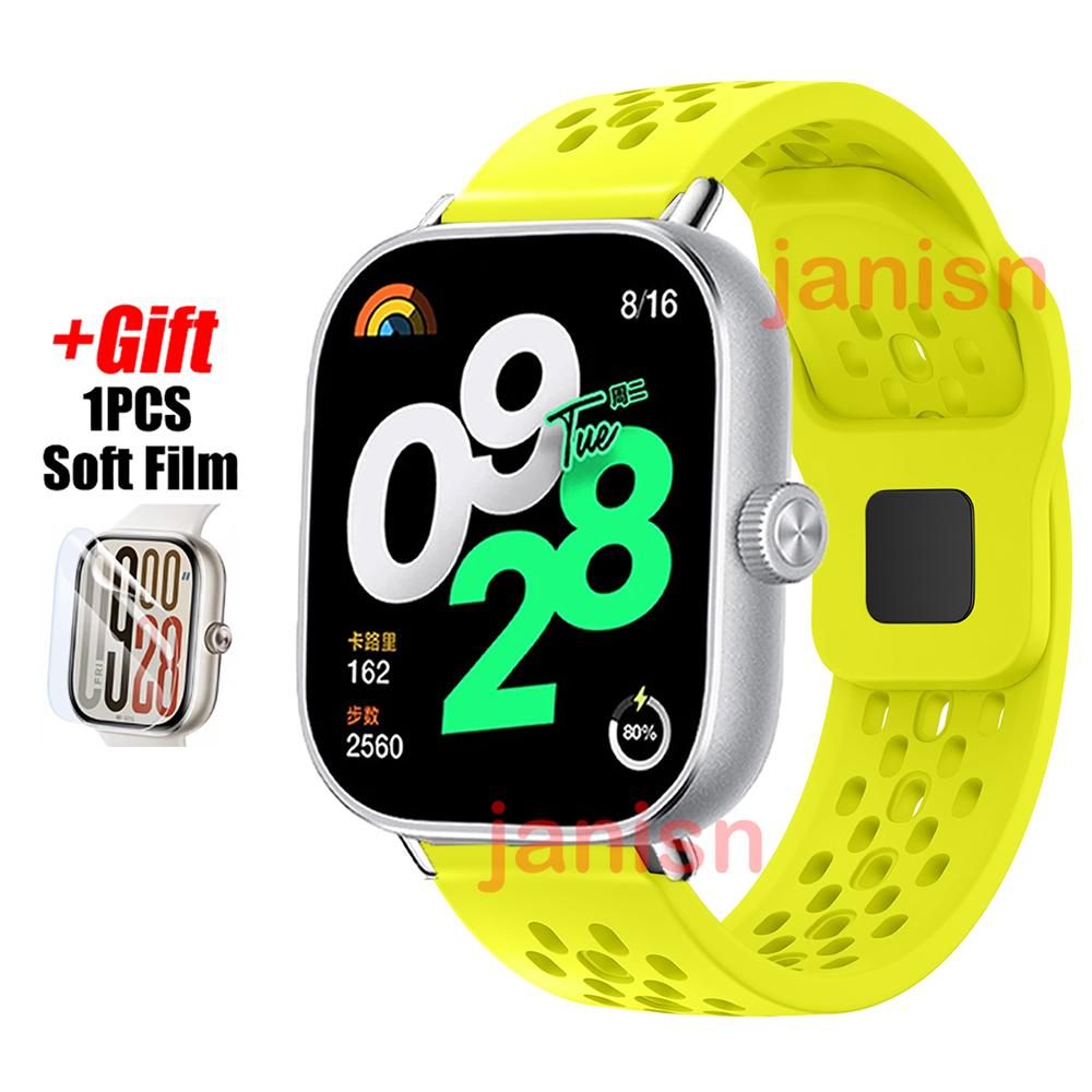 

Для Redmi Watch 5 Ремінець Силіконовий Браслет Для Redmi Watch 4 Xiaomi Mi Band 8/9 Pro Захисна Плівка для Екрану Correa Спортивний Браслет Redmi Watch 4&Silver Connector